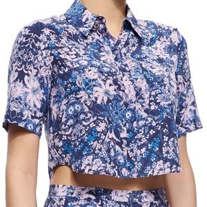 Rebecca Taylor Kiku Cropped Silk Top